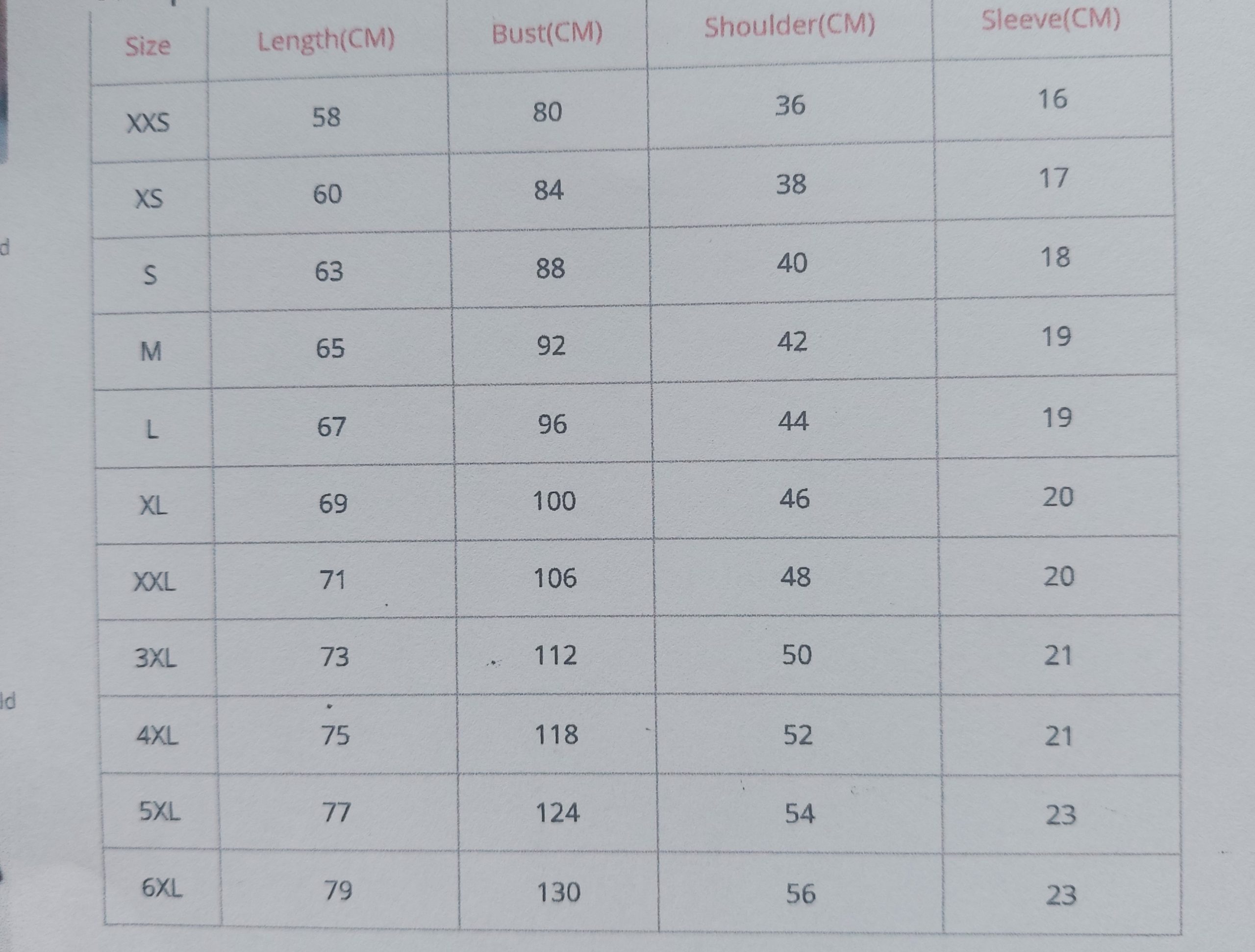 Size Chart